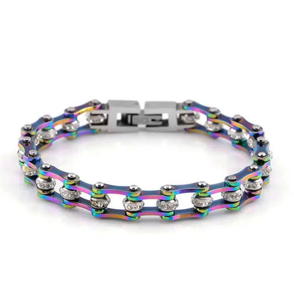 Bracelets de motard arc-en-ciel en acier inoxydable homme et femme.