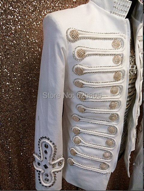 Veste Punk élégante luxure blanche de Style Anglais.