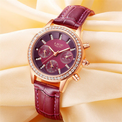 Montre élégante de luxe femmes montres loisirs mode cuir quartz dames.