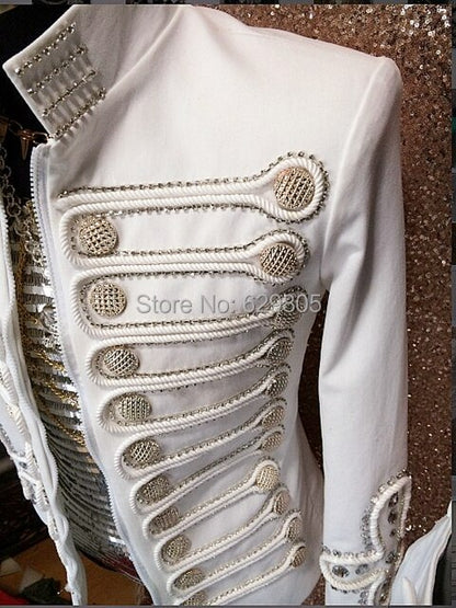 Veste Punk élégante luxure blanche de Style Anglais.