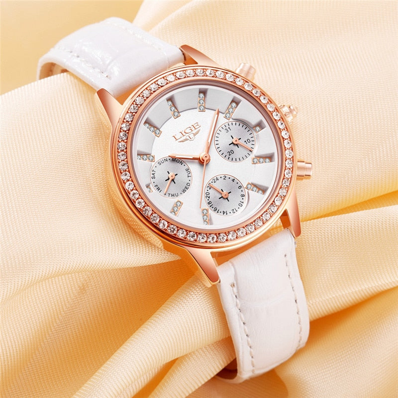 Montre élégante de luxe femmes montres loisirs mode cuir quartz dames.