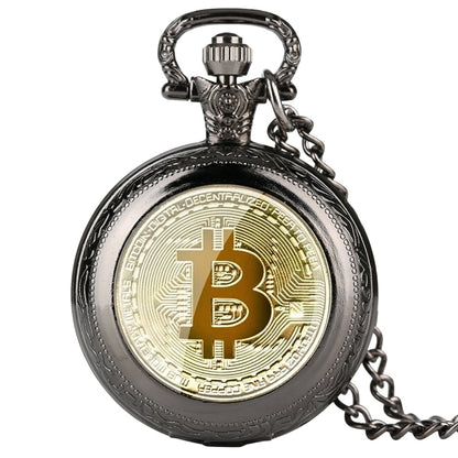 Montre de poche à quartz rétro plaquée fongique Bitcoin.