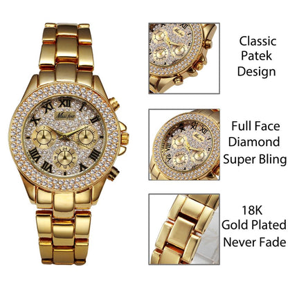 Montre luxe élégante pour femme avec chiffres romains .