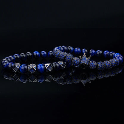 Bracelets en œil de tigre naturel pour hommes et femmes ensemble de 2 pièces.