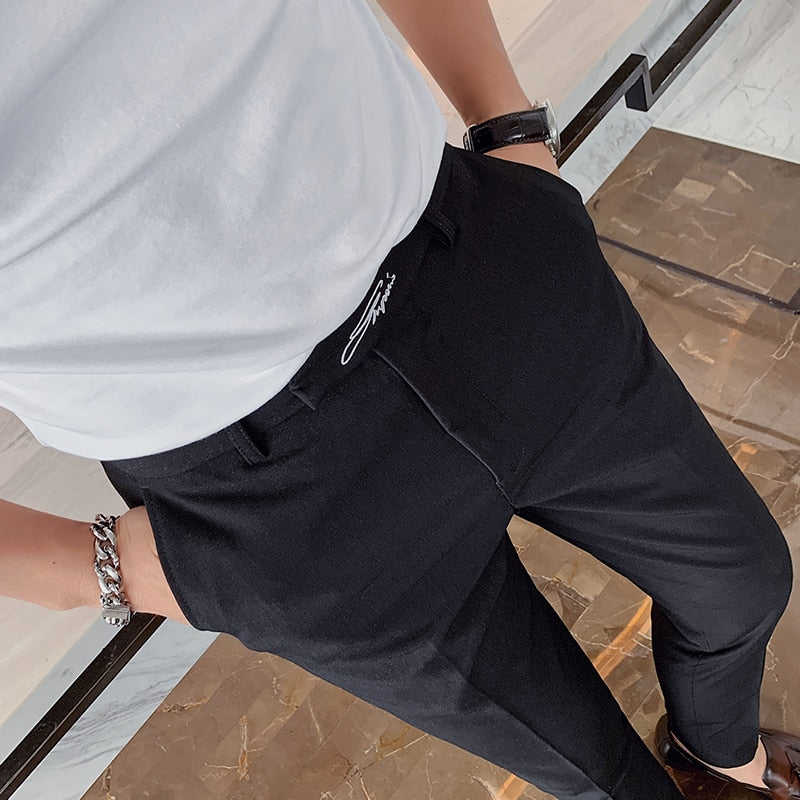 Pantalon de costume brodé pour homme, tenue d'affaires, décontracté.