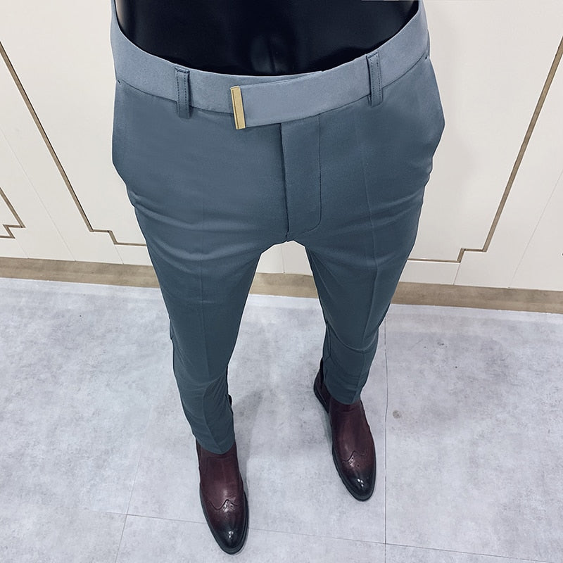 Pantalon Slim Fit pour hommes, pantalon décontracté, longueur de rinçage, haute qualité, printemps, 2022