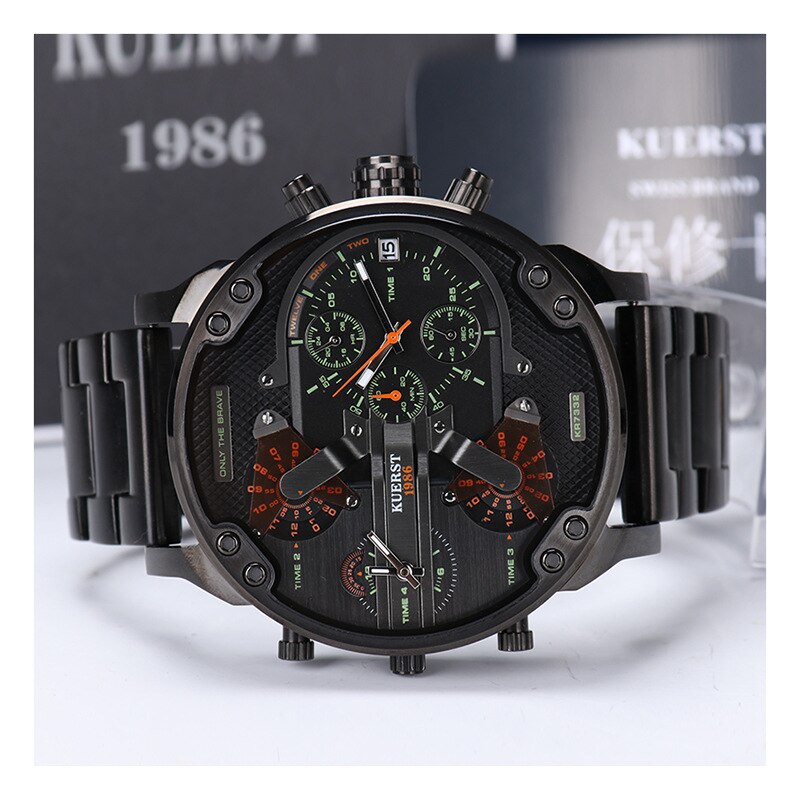 Montre luxe élégante pour hommes ronde bracelet en acier inoxydable.