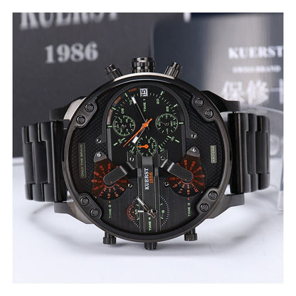 Montre luxe élégante pour hommes ronde bracelet en acier inoxydable.