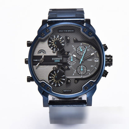Montre luxe élégante pour hommes ronde bracelet en acier inoxydable.
