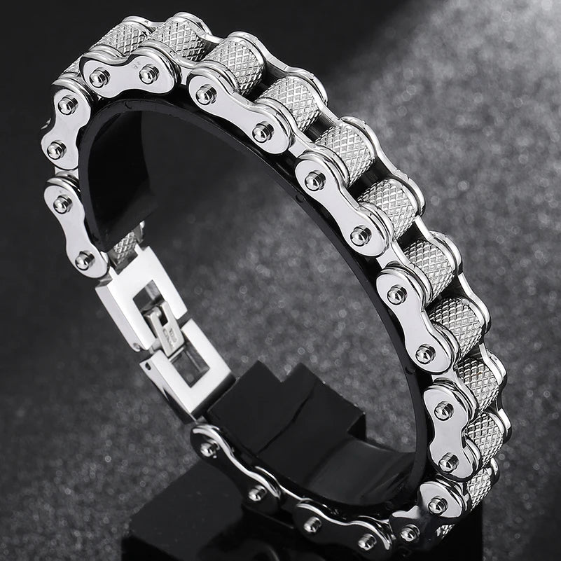 Bracelet en acier inoxydable pour hommes chaîne à maillons.