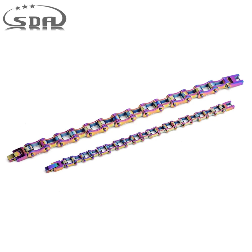 Bracelets de motard arc-en-ciel en acier inoxydable homme et femme.