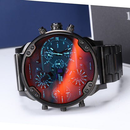 Montre luxe élégante pour hommes ronde bracelet en acier inoxydable.