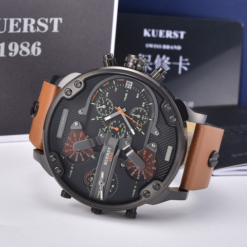 Montre luxe élégante pour hommes ronde bracelet en acier inoxydable.