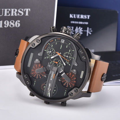 Montre luxe élégante pour hommes ronde bracelet en acier inoxydable.