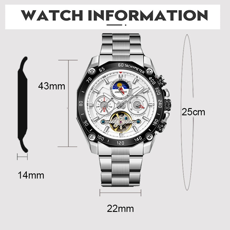 Montre mécanique automatique pour hommes remontage automatique.