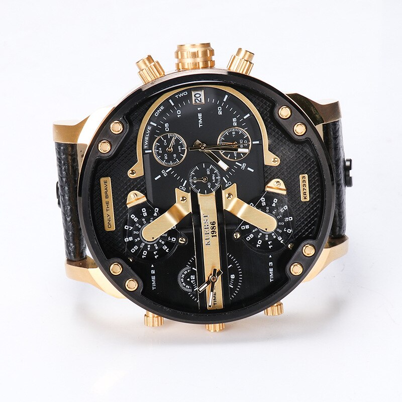 Montre luxe élégante pour hommes ronde bracelet en acier inoxydable.