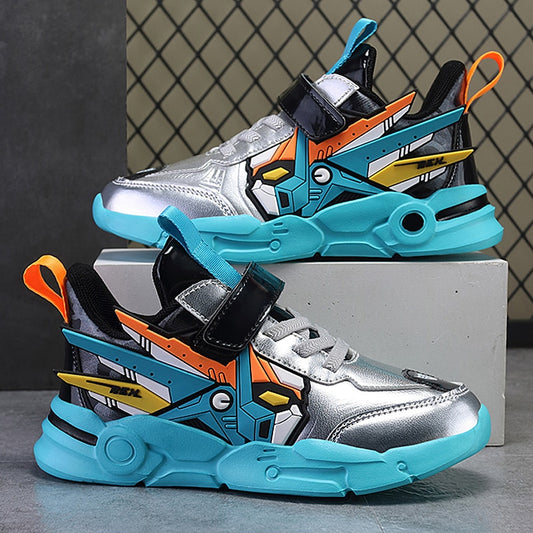 Chaussures de tennis décontractées en cuir pour enfants.