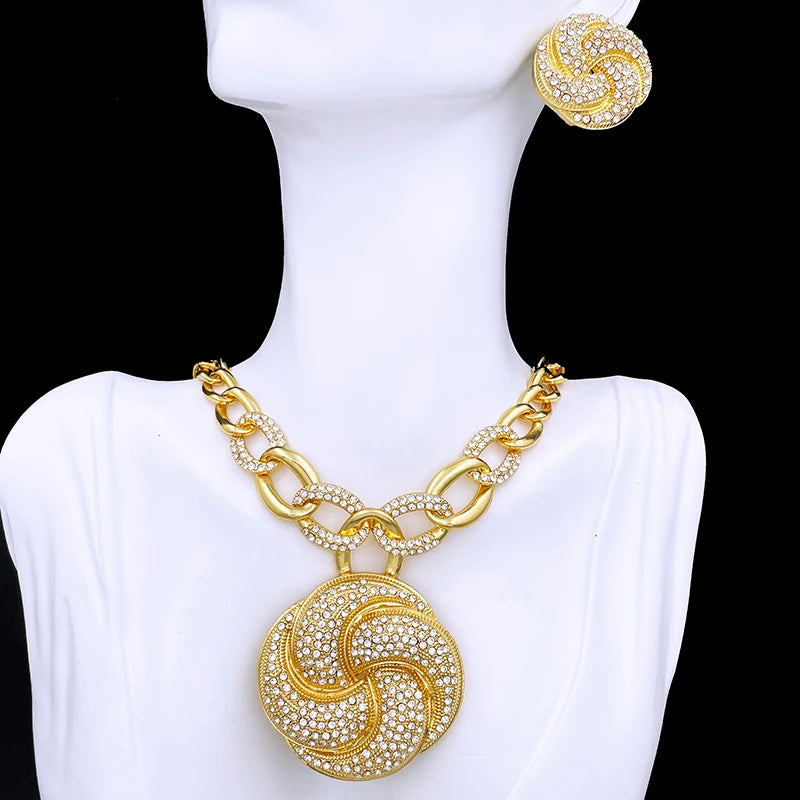 Ensemble de bijoux Luxe plaqué or tendances.