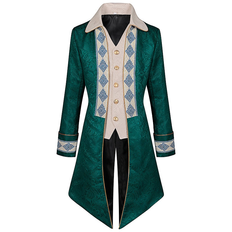 Veste de Nobleman Victorien Verte pour Hommes Cosplay Médiéval.