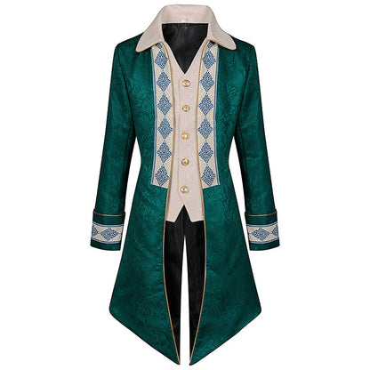 Veste de Nobleman Victorien Verte pour Hommes Cosplay Médiéval.