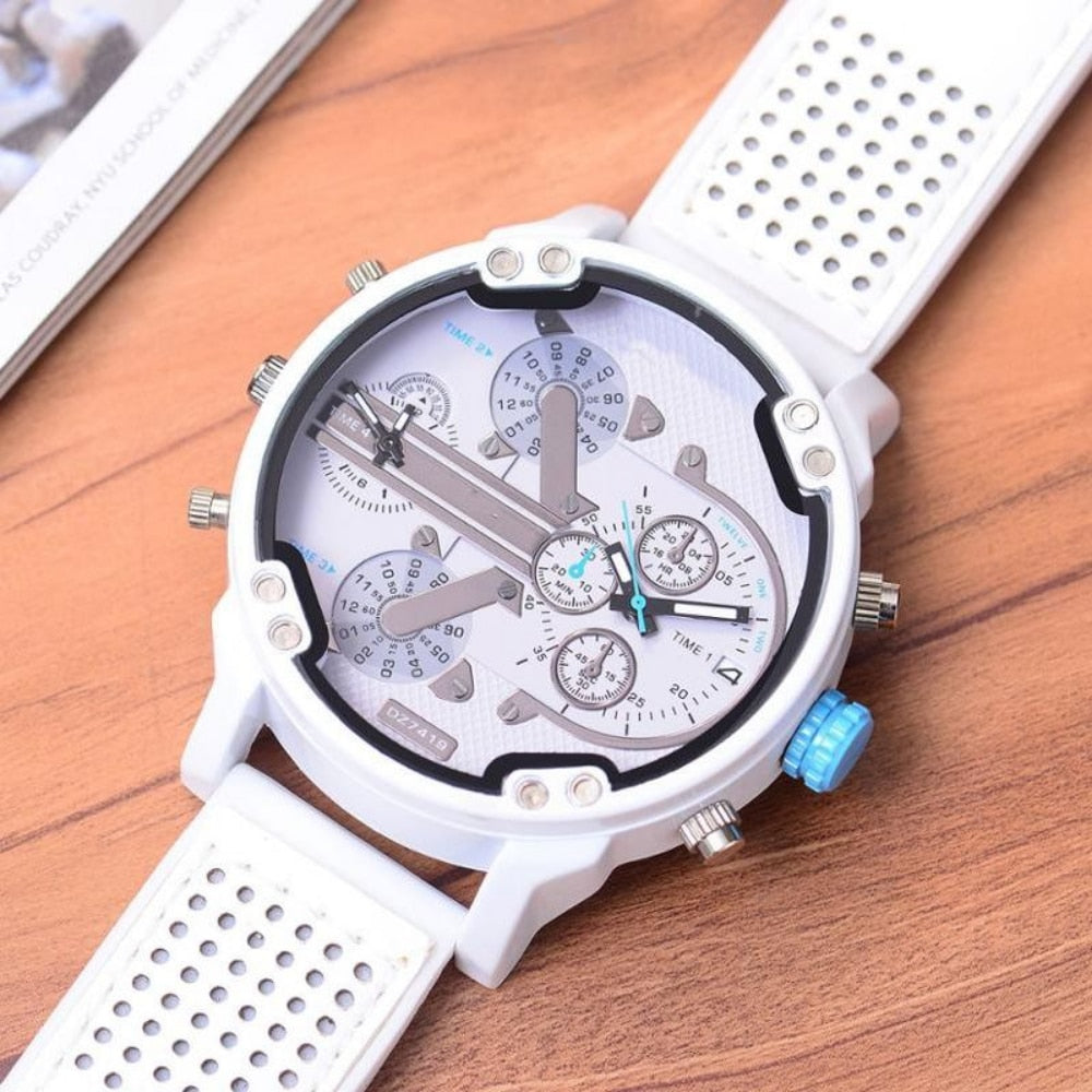 Montre pour hommes avec ceinture en silicone double horloge de sport.
