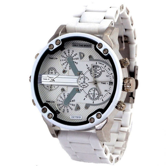 Montre pour hommes avec ceinture en silicone double horloge de sport.