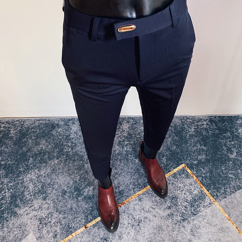Pantalon Slim Fit pour hommes, pantalon décontracté, longueur de rinçage, haute qualité, printemps, 2022