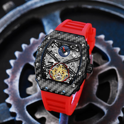 Montre squelette automatique mécanique pour hommes, Tourbillon squelette.