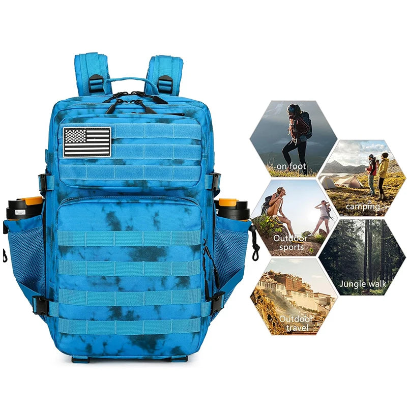 sac à dos d'assault bleu élégant étanche Camping Randonnée.