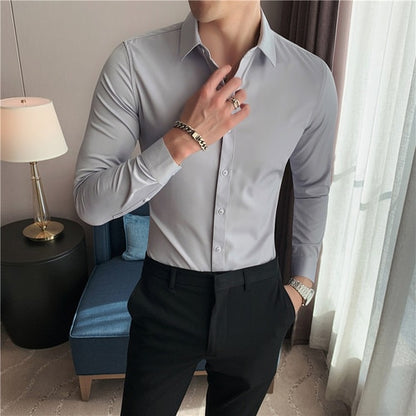 Chemise en coton pour hommes, chemise d'affaires décontractée.