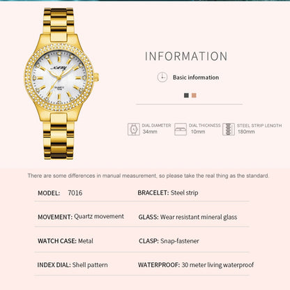 Montre élégante étanche pour femmes dorée décontractée.