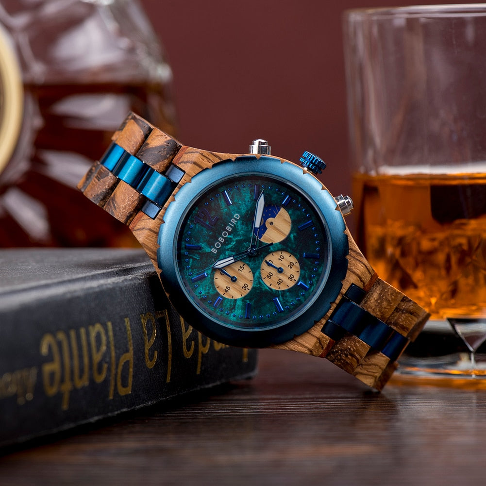 Montre en bois pour hommes et femmes luxe haut qualité.