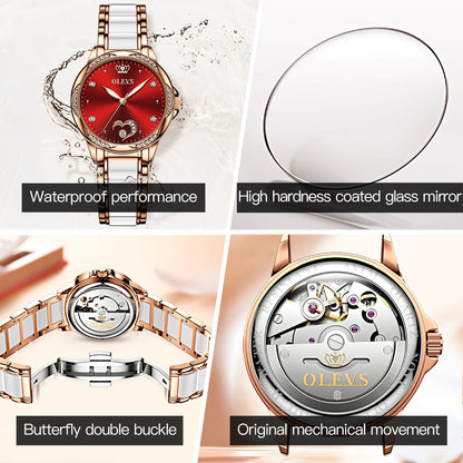 Montre mécanique auto pour femmes en céramique.