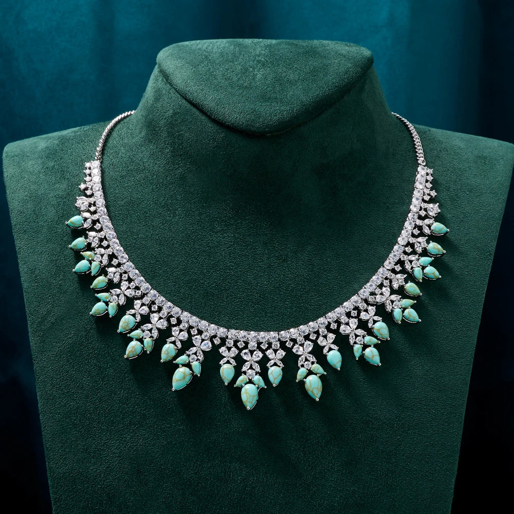 Ensemble de bijoux luxure en Zircon turquoise.