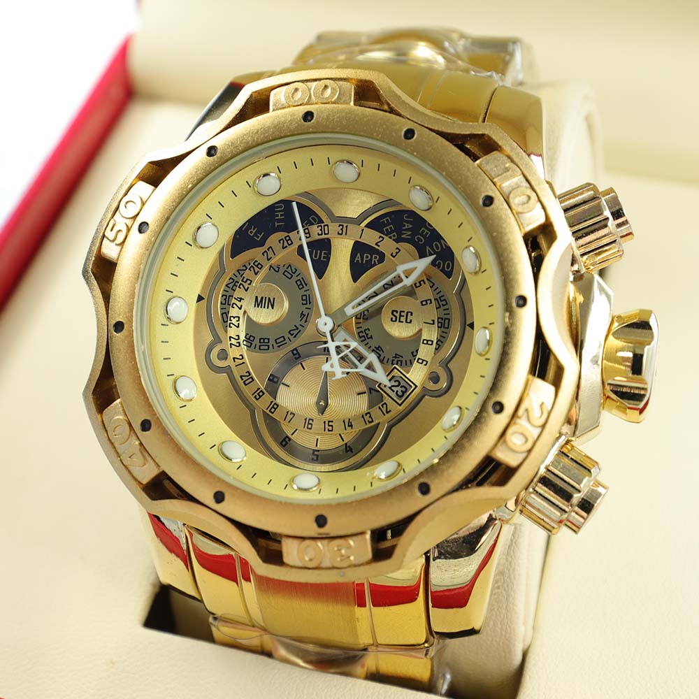 Montre de luxe en or 18 carats pour hommes étanche originale.