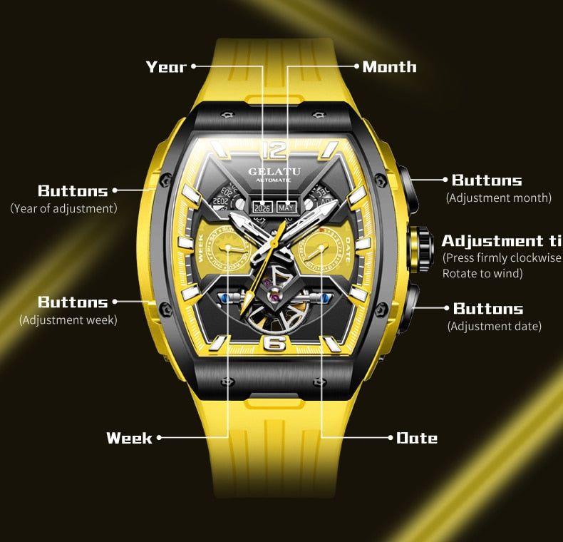 Montre mécanique automatique saphir pour homme.