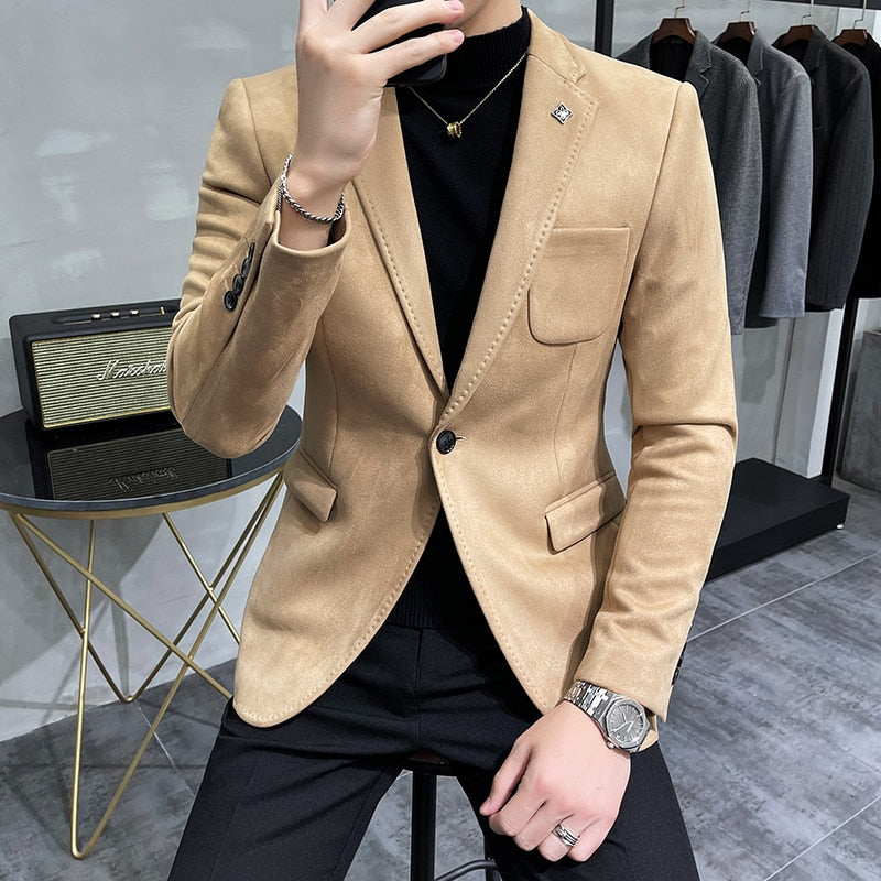 Blouson en cuir trempé pour homme, vêtement masculin, peau de daim, décontracté.