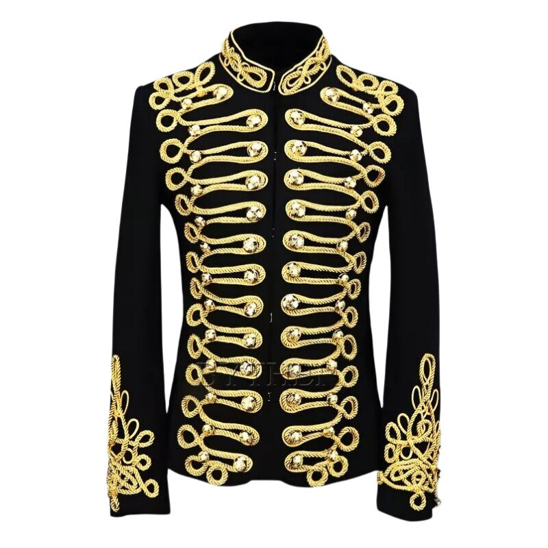 Blazer hommes noir or aviation manteau Veste blazer Mâle.