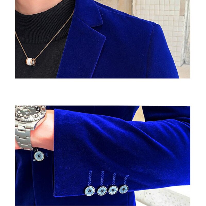 Blazer en velours monochrome pour hommes veste trempée.
