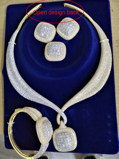 Ensemble de bijoux luxe en Zircon cubique tendance.