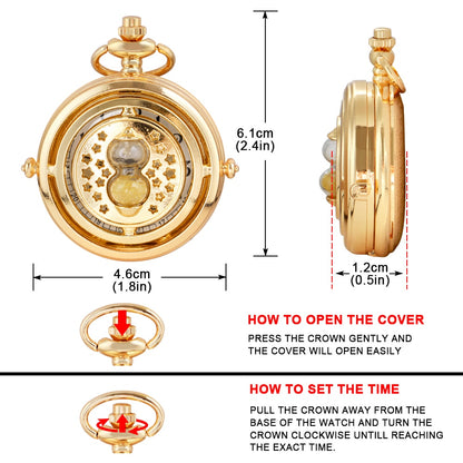 Montre de poche design sablier creux collier élégant.