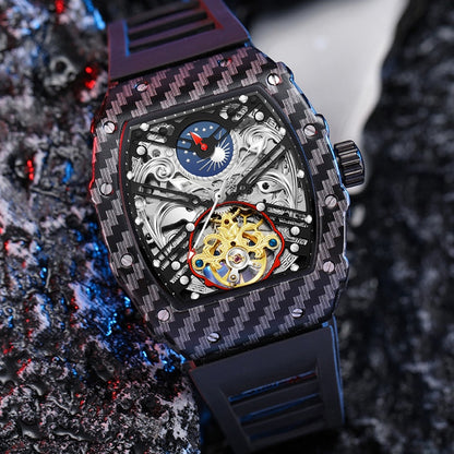 Montre squelette automatique mécanique pour hommes, Tourbillon squelette.