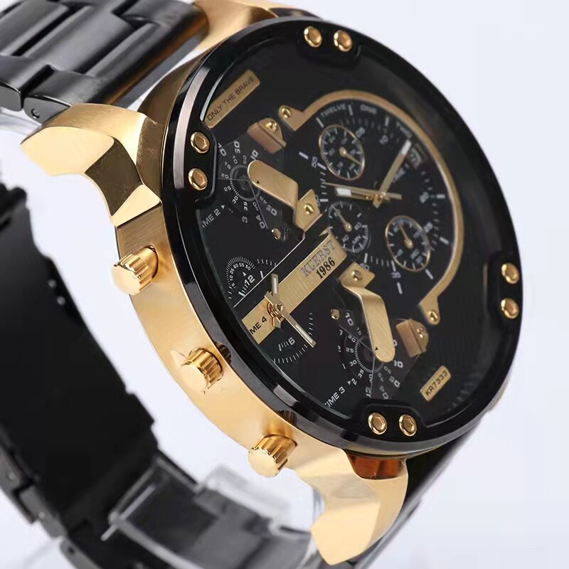 Montre luxe élégante pour hommes ronde bracelet en acier inoxydable.