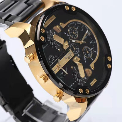 Montre luxe élégante pour hommes ronde bracelet en acier inoxydable.