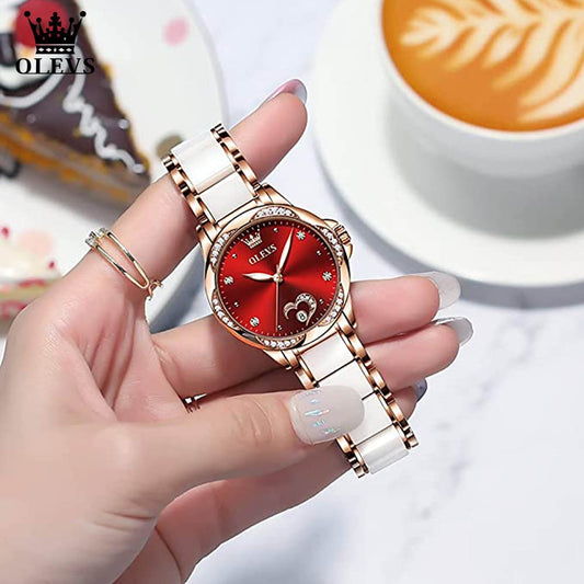 Montre mécanique auto pour femmes en céramique.