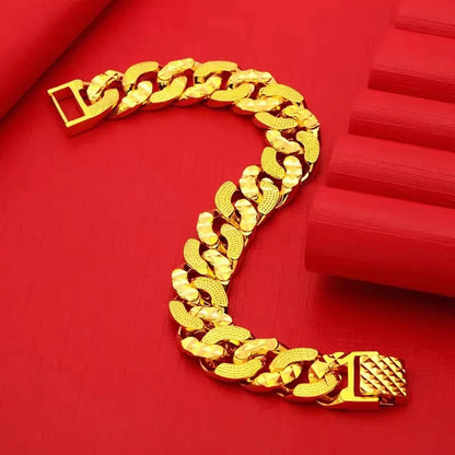 Bracelet homme or 24K luxure élégant.