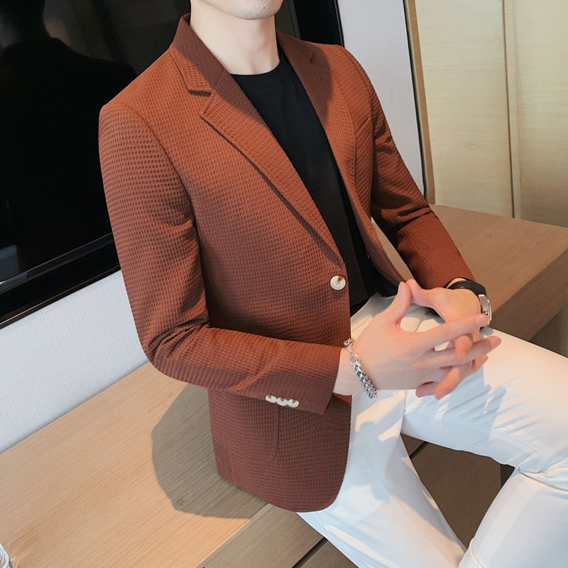Vestes décontractées à simple boutonnage pour hommes, blazers respirante.
