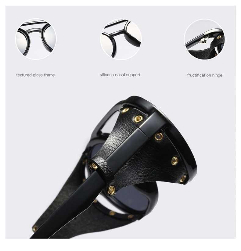 Lunettes de soleil pour hommes style maille latérale ronde.