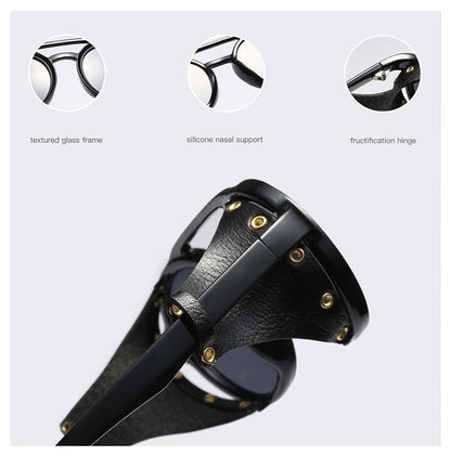 Lunettes de soleil pour hommes style maille latérale ronde.