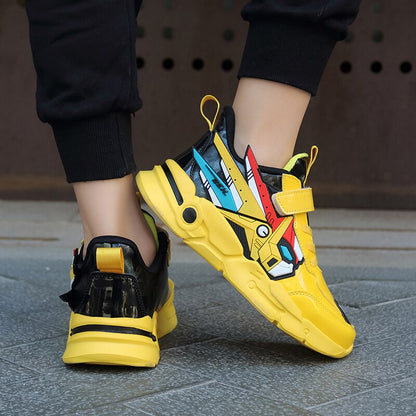 Chaussures de tennis décontractées en cuir pour enfants.